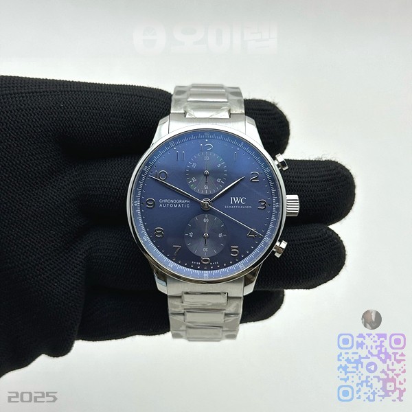 AZ공장 IWC 포르투기저 블루다이얼 브레이슬릿 3716 Portuguese Chrono IW3716 SS AZF 1:1 Best Edition Blue Dial on SS Bracelet A69355