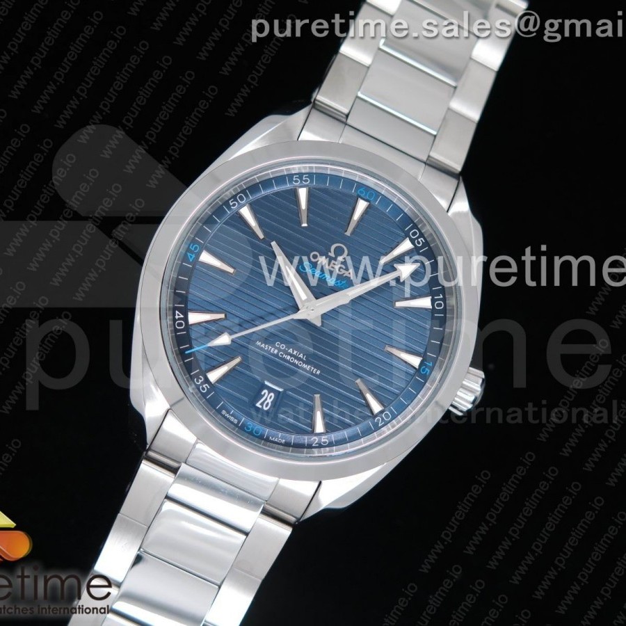 VS공장 오메가 씨마스터 아쿠아테라 150m 스틸 딥블루다이얼 브레이슬릿 딥블루 41mm Aqua Terra 150M Master Chronometers VSF 1:1 Best Edition Gray Dial Blue Hand on SS Bracelet A8900 Super Clone