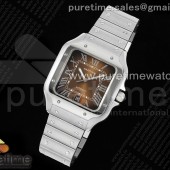 AF공장 까르띠에 산토스 라지 브라운다이얼 브레이슬릿 Santos de Cartier 40mm SS AF 1:1 Best Edition Brown Dial on SS SmartLinks Bracelet MIYOTA 9015