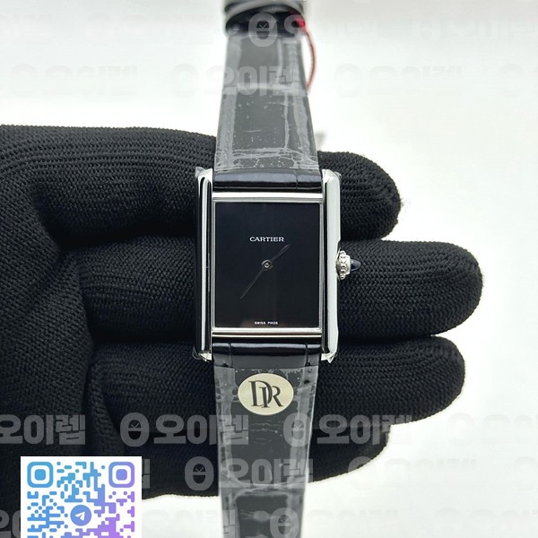 DR공장 까르띠에 탱크 머스트 라지 블랙다이얼 악어스트랩 Cartier Tank Must SS/LE Black Swiss Qtz DRF