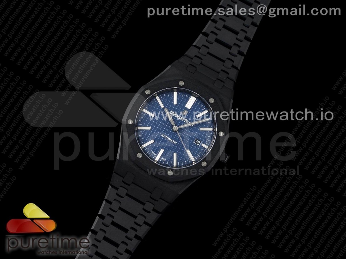 ZF공장 오데마피게 로얄오크 15400 DLC 블루다이얼 Royal Oak 41mm 15400 DLC ZF 1:1 Best Edition Blue Textured Dial on DLC Bracelet A3120 (Free Box)