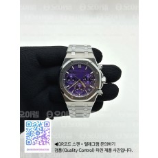 국내배송!! APS공장 오데마피게 로얄오크 크로노그래프 스틸 퍼플다이얼 브레이슬릿  (고유번호 aps2624)