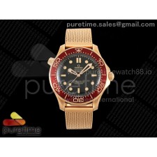 VS공장 오메가 다이버300m 로즈골드금통 버건디베젤 블랙다이얼 메쉬스트랩 Seamaster 300M Diver RG VSF 1:1 Best Edition Black Dial on Mesh Bracelet A8806
