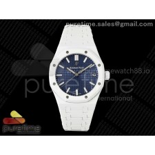 APS공장 오데마피게 로얄오크 15500 블루다이얼 화이트세라믹브레이슬릿 Royal Oak 15500 White Ceramic APSF 1:1 Best Edition Blue Dial on White Ceramic Bracelet SA4302 Super Clone