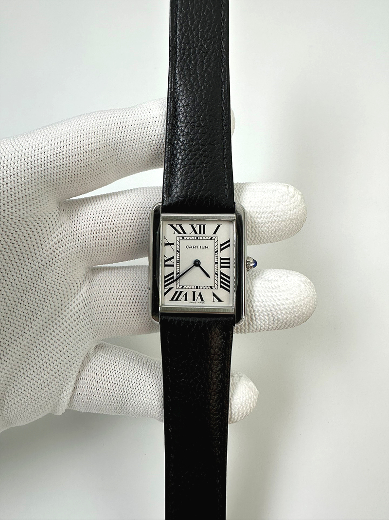 국내배송!! AF공장 까르띠에 탱크솔로 27MM 스틸 화이트다이얼 블랙소가죽스트랩 (고유번호 AF2)
