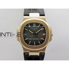 [26.01 UP] DD공장 파텍필립 노틸러스 5711 로즈골드금통 그레이다이얼 가죽스트랩 텅스텐 Nautilus 5711 Gain Weight DDF 1:1 Best Edition Gray Textured Dial On Black Leather Strap Super Clone DD324