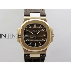 [26.01 UP] DD공장 파텍필립 노틸러스 5711 로즈골드금통 브라운다이얼 가죽스트랩 텅스텐 Nautilus 5711 Gain Weight DDF 1:1 Best Edition Brown Textured Dial On Black Leather Strap Super Clone DD324