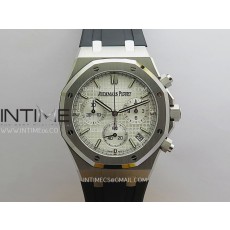 [26.01 UP] DD공장 오데마피게 로얄오크 크로노그래프 26240 스틸 화이트다이얼 러버스트랩 Royal Oak Chrono 26240 SS V2 DDF 1:1 Best Edition Silver Dial On Black Rubber Strap Super Clone DD4401