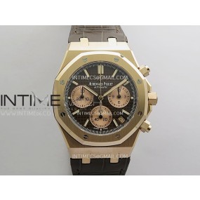 [26.01 UP] DD공장 오데마피게 로얄오크 크로노그래프 26240 로즈골드금통 브라운다이얼 가죽스트랩 텅스텐 Royal Oak Chrono 26240 RG Gain Weight V2 DDF 1:1 Best Edition Brown Dial On Brown Leather Strap Super Clone DD4401 (SW Dial)